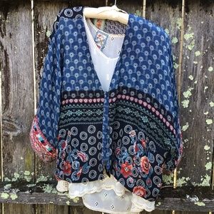 Johnny Was cropped Reversible Kimono